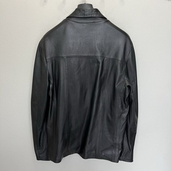 Spectra | Vintage Black Leather Jacket Florence, Italy Men XL Buttoned Biker - Picture 5 of 5